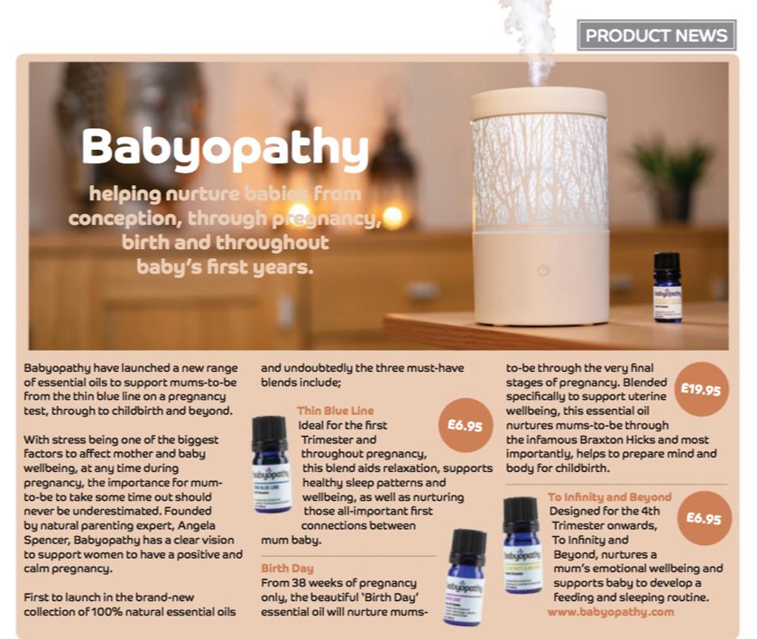 Fabulous article for our new @babyopathy #pregnancy range as featured in the latest issue of @mammimag. Visit our website to buy online ow.ly/FsrT30mxOz9 #aromatherapy #essentialoils #naturalpregnancy #mumtobegifts #pregnancygifts #birthinggifts