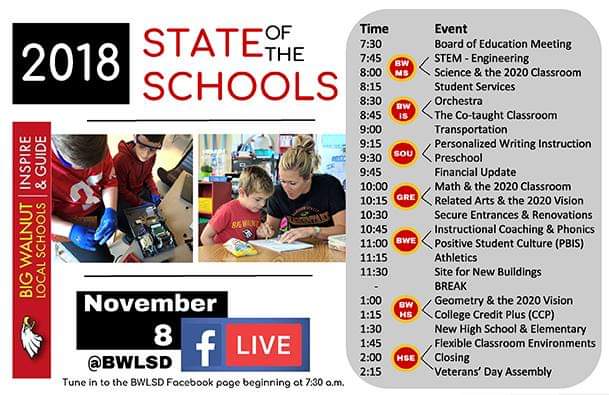 jen_young_'s tweet photo. Today is the day! Big Walnut State of the Schools on Facebook Live. So pumped for our new approach to this traditional event. Check it out! @BWLSD #bwls2020 https://t.co/RGIja6xQaK