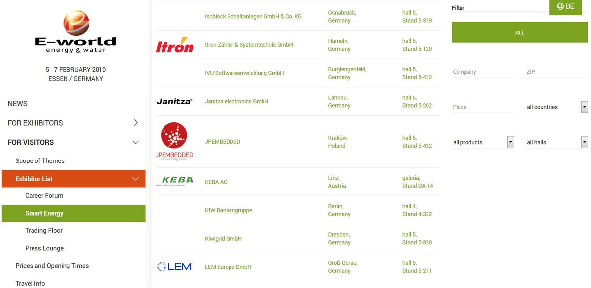 MaciekGasienica's tweet image. I'm glad to announce - #JPEmbedded will exhibit th the E-world 2019!
Hall 5 / Stand: 5-432
#codingpower #IEC61850 @EworldEssen #Essen #energy #smartgrids #smartmeters #windenergy #solarenergy #energytransition #conference #ICCP #TASE2 #exhibition #smartenergy