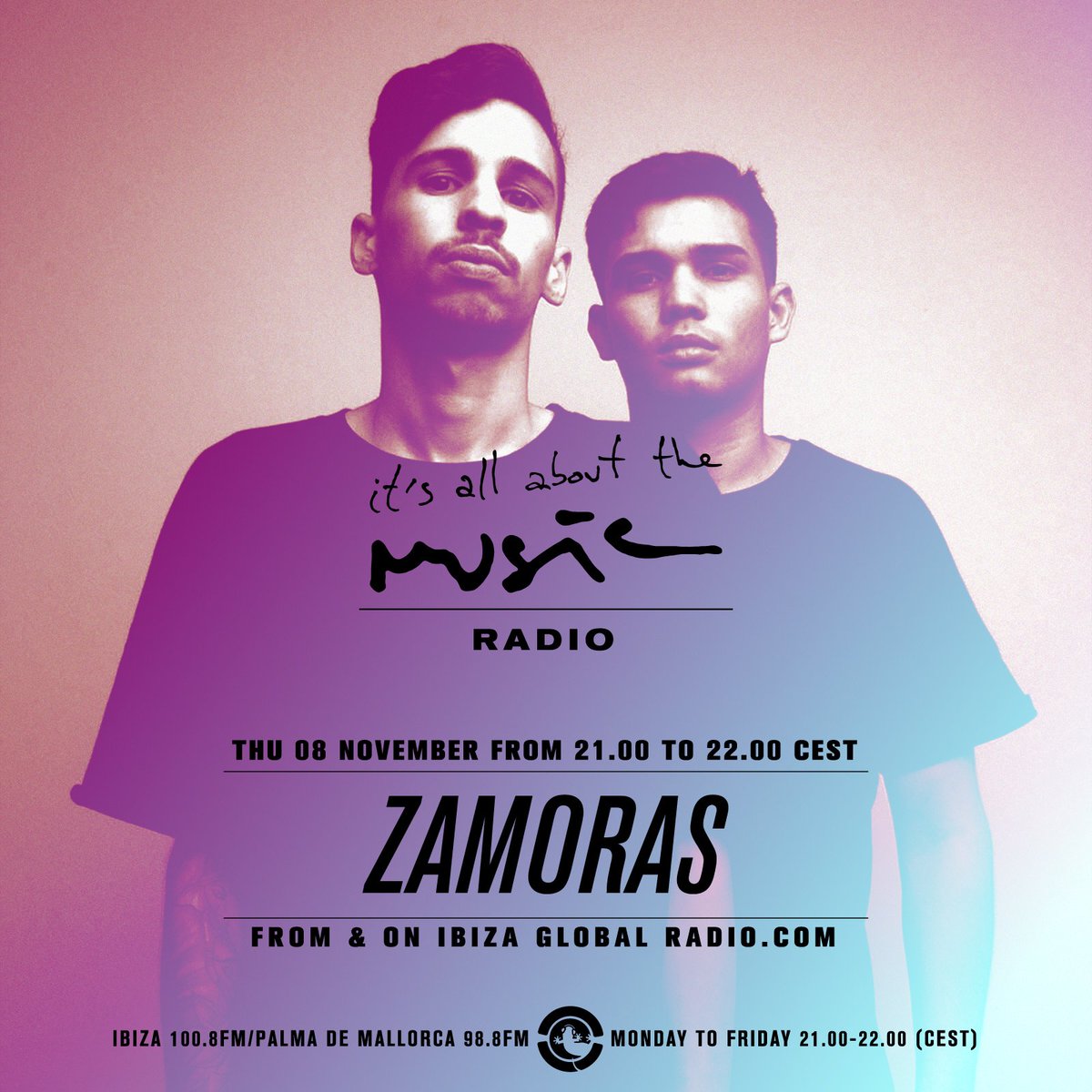 aboutmusicradio's tweet photo. We're back with duo Zamoras at 9PM/10PM CET from and on @ibizaradio! It's all about the Music 🔛🎧🎧🎶
https://t.co/95KOC1h5pT #webradio
FM 100.8 #Ibiza #Formentera
FM 98.8 #Palma de #Mallorca
#itsallaboutthemusic #aboutmusicradio #autumn #November08 https://t.co/dNkYDoB5DO