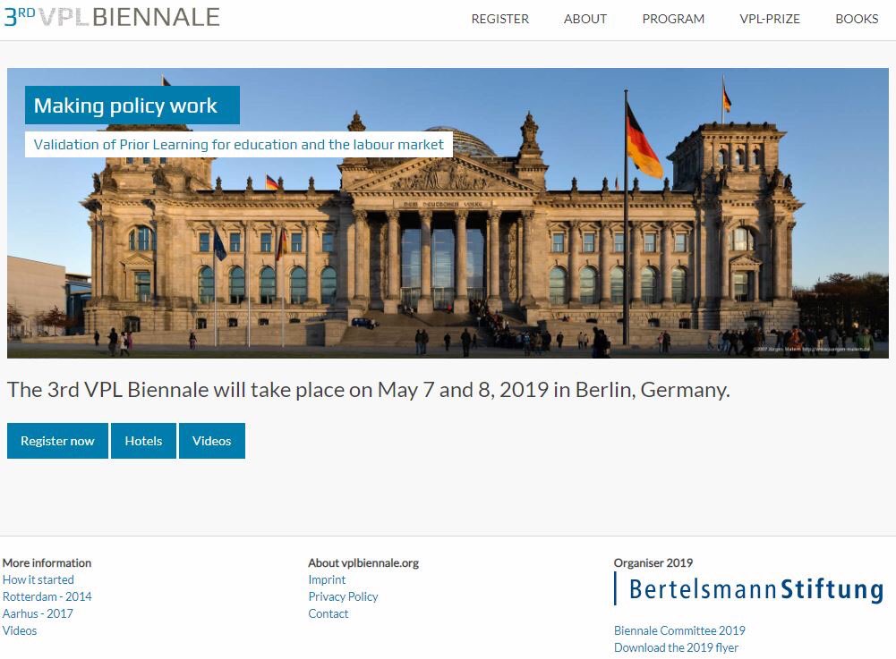 @BStBrussels will be hosting the 3rd @VPLBiennale on 7/8 May 2019 in Berlin with support of @Cedefop @ECVPL @EPALE_EU @etfeuropa @EU_Social @lllplatform @NVLDialogWeb @SAQALive @UIL For info & registration: vplbiennale.org #validationeurope