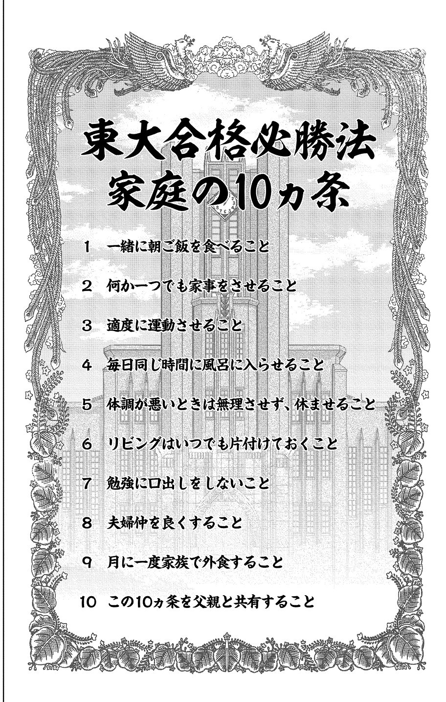 ドラゴン桜2 公式 グランドジャンプで Dr Eggs ドクターエッグス 連載開始 ドラゴン桜2 37限目 家庭の10ヵ条 本日公開 東大合格のため親がすべきことがあると 桜木は母親二人にリストを渡す これさえ守れたら 東大合格 本編の