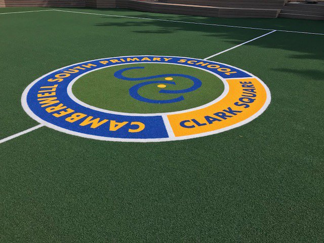signgrass's tweet image. @signgrass  synthetic grass design logo for hockey pitch of Camberwell South Primary School - project by @tigerturfaunz 
#syntheticturf #design #hockey