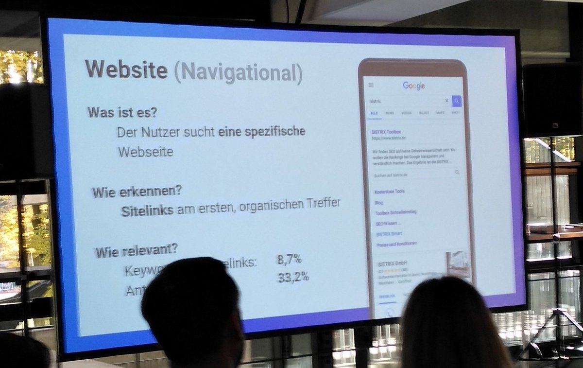 th_zinni's tweet image. Sistrix: Wie kann ich den Search Intent des Users erkennen? Dafür auch Mal in die SERPs kucken.  Relevant für SEOs und Traffic: Website-Intent &amp;amp; Know-Intent . #seoday #sistrix