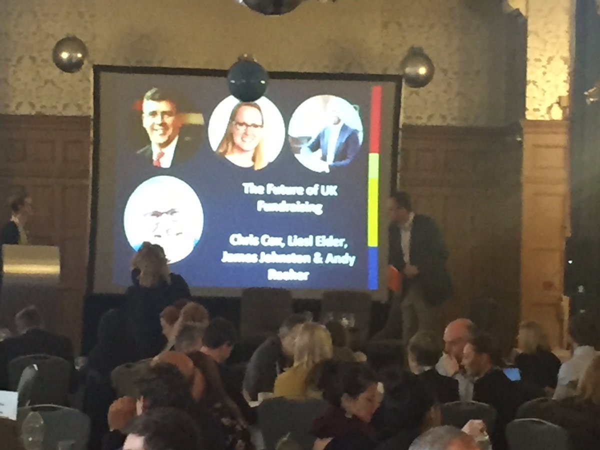 DDKeyworth's tweet photo. A full house for #devserv18’s Day 2 plenary, with several transformational leaders of our UK profession Liesl Elder, Chris Cox &amp; James Johnston, together with @blackbaud’s VP Data Intelligence Andy Reeher, exploring the future of fundraising, moderated by the amazing Jennie Moule https://t.co/5uKYJJHuzB