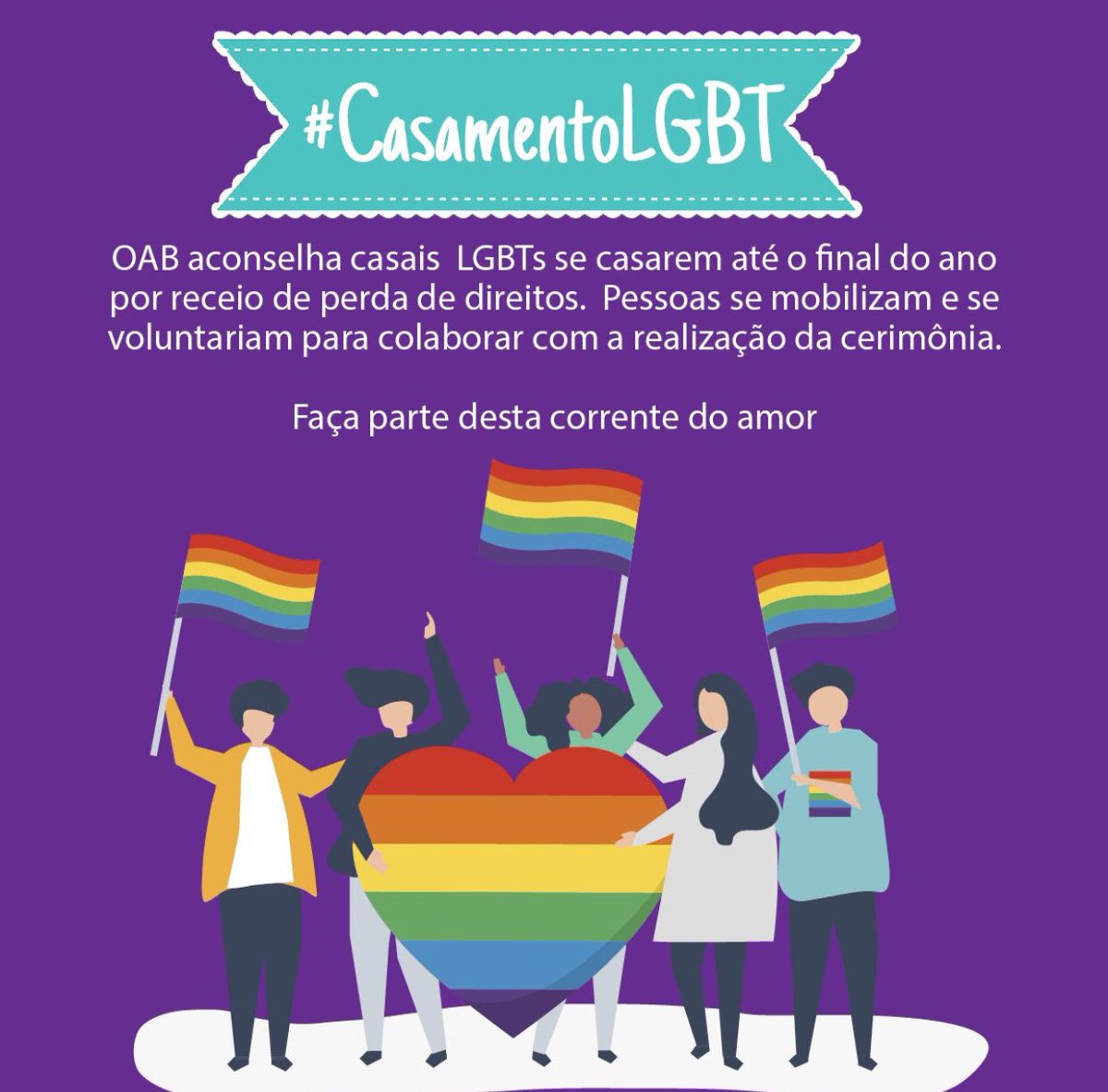 Sou #CelebranteDeCasamento e também estou na vibe desta corrente de amor. Para os casais #LGBT que se casarem no civil até dezembro de 2018 em São Paulo/Capital ofereço condições especialíssimas, conforme disponibilidade de agenda. #CasamentoLGBT #casamento #Noiva #Casamento2018