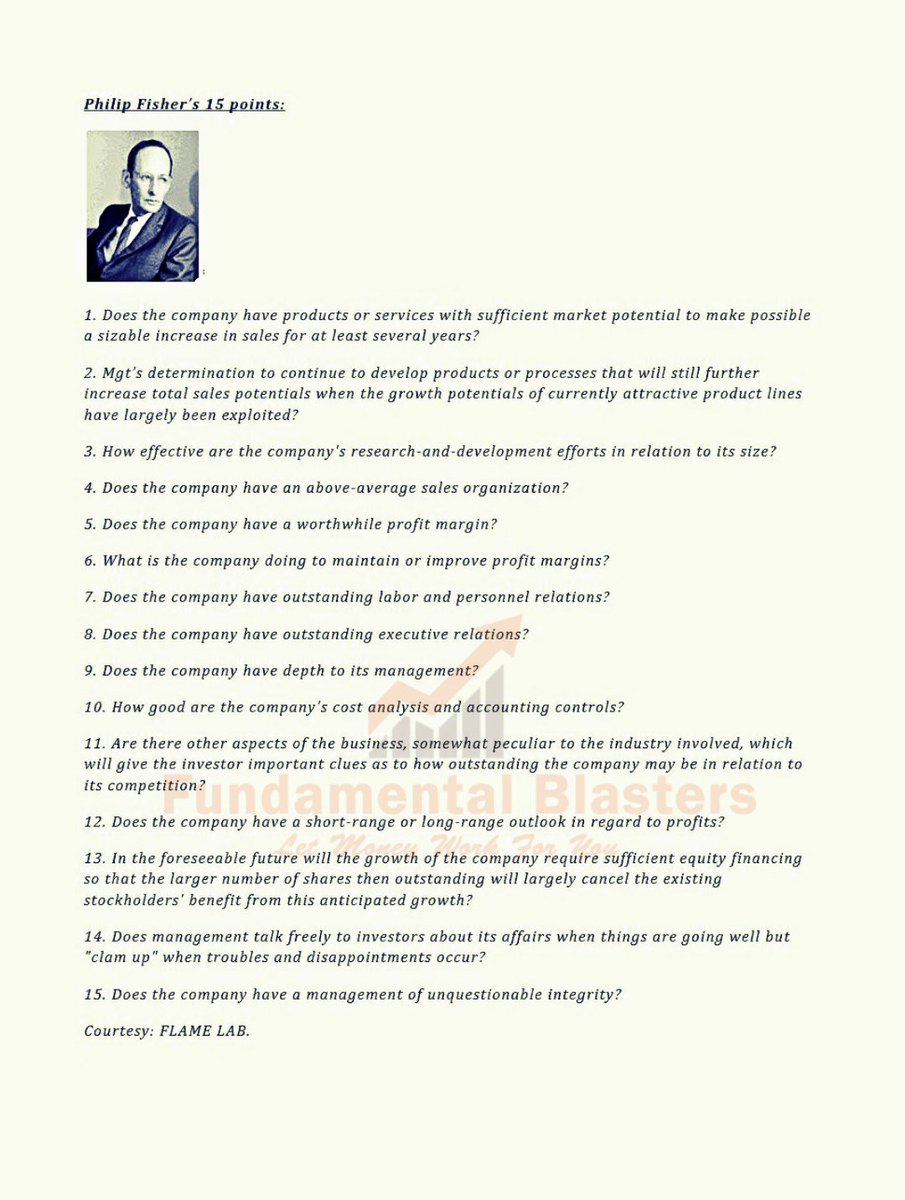 FundamentalGems's tweet image. Checklist of Philip Fisher on Growth Investing 

#PhilipFisher
#GrowthInvesting

#FundamentalBlasters