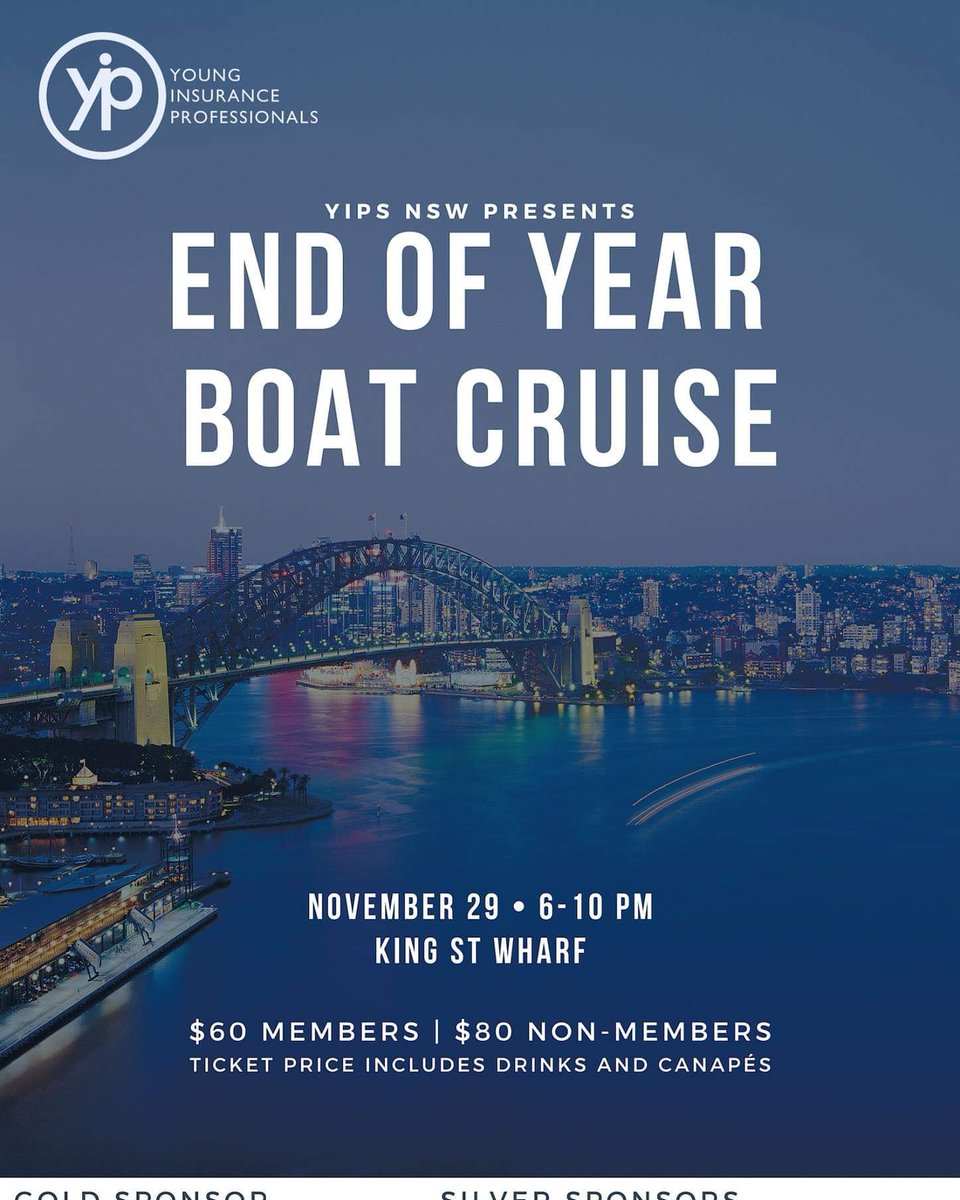 Don't miss out on your ticket for YIPs NSW End of Year Boat Cruise on 29 November 2018! 

Special thanks to our Gold event sponsor Holman Webb Lawyers, and our Silver event sponsors Excel Group Sydney and Lawcover, for making YIPs NSW's first boat cruise a reality!