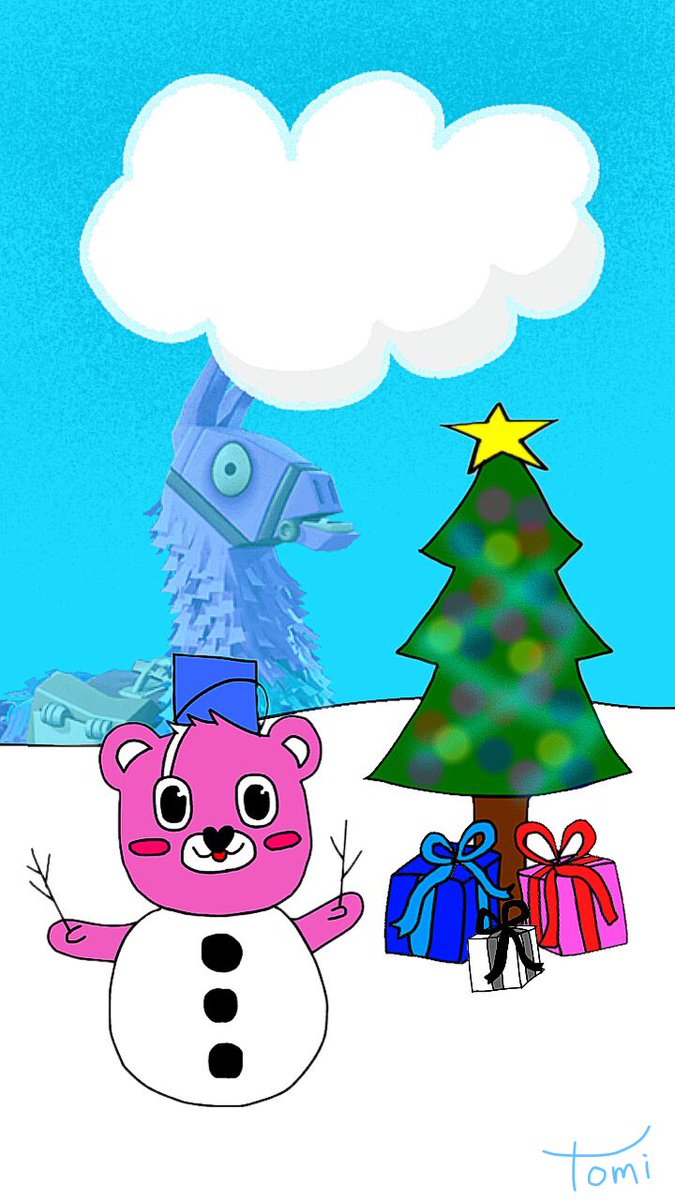 Tomi Pa Twitter クリスマスバージョン ピンクマのクリスマス壁紙 いいかんでぃ ロック画面に使ってどうぞ フォートナイト Fortnite ロック画面 壁紙