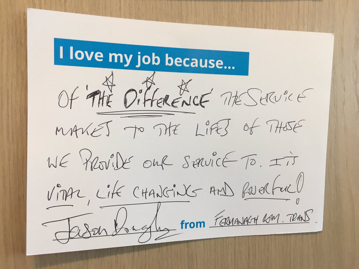 TomCJeffery's tweet photo. We’re in Belfast today for @CTAUK1’s Northern Ireland Conference and as we did at the recent #CTARoadshow, members have been writing messages about why their work matters. Lots of ‘I love my job because...’ responses today! #CTANI18 #CommunityTransport https://t.co/hWphZNGN9z