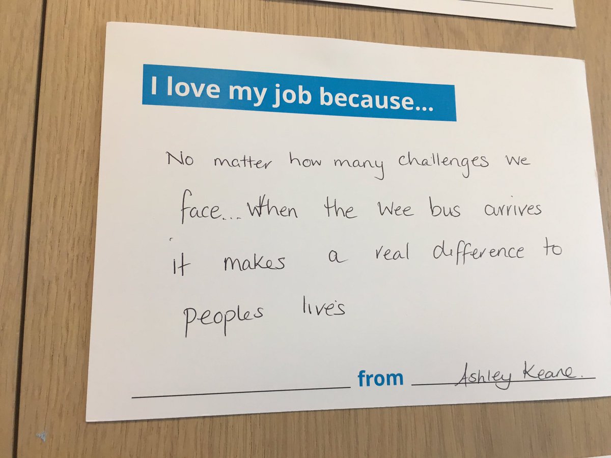 TomCJeffery's tweet photo. We’re in Belfast today for @CTAUK1’s Northern Ireland Conference and as we did at the recent #CTARoadshow, members have been writing messages about why their work matters. Lots of ‘I love my job because...’ responses today! #CTANI18 #CommunityTransport https://t.co/hWphZNGN9z