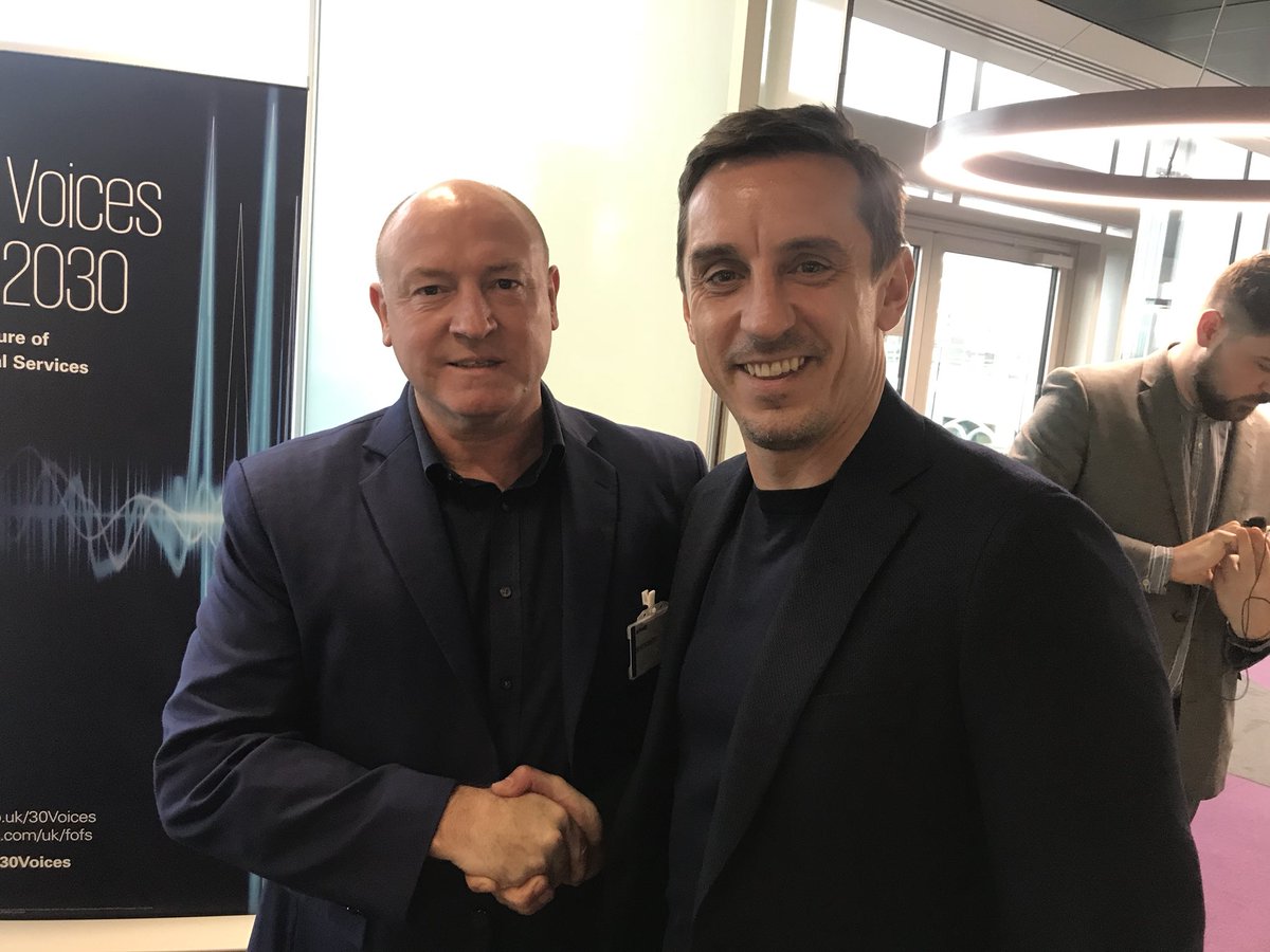 JJonAnderson's tweet photo. Delighted to re-introduce two old friends this morning at the @DIBLiv event with @DowntownFrank to learn all about @GNev2 plans for #UA92 - perfectly aligned with @stevemacca11 and @Bootroom_Acad in terms of values methodology and ambition https://t.co/gzCXpQz9Tn