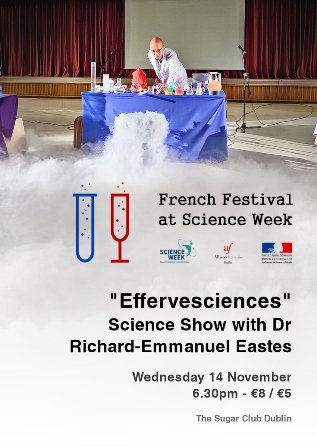 Francophon_IE's tweet photo. #Effervesciences, an interactive #scienceshow at @sugarclubdublin with #spectacular experiments to help you understand basic #scientific phenomena!
https://t.co/YyEumHUQhB
#BelieveInScience
#FrenchScienceWeek
@ScienceWeek
@afdublin
@FranceinIreland @lfidublin @ftaire @TeenTurn https://t.co/8J0rSgLNN9