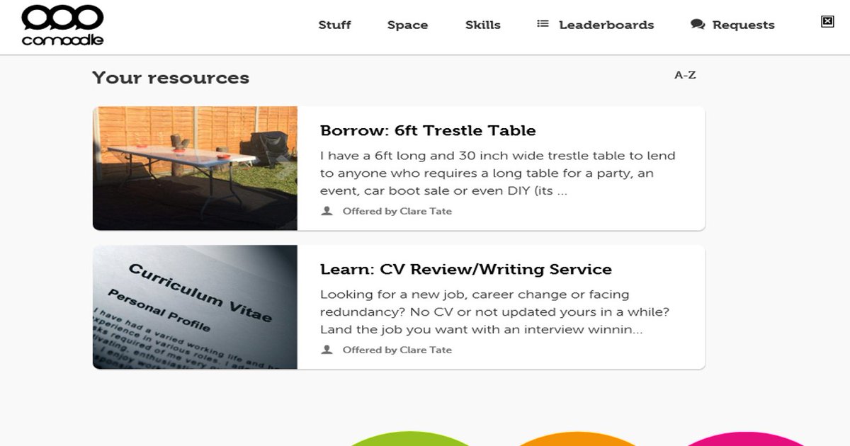 Tate_Mrs's tweet photo. I've just posted on Comoodle to share some of my #stuff and #skills with the people of #York. So if you need a trestle table or help writing your CV then book via the website without delay. 
What will YOU share today? #sharingrevolution @comoodle @ComoodleGuy @joemicheli94 https://t.co/zZg2khwP8K