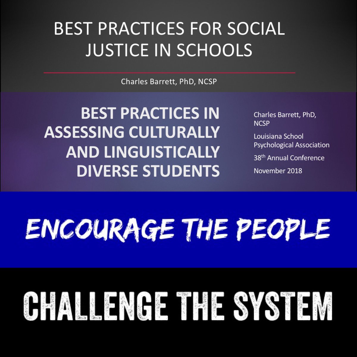 _charlesbarrett's tweet image. Great sessions with the Louisiana School Psychological Association encouraging people to grow in their professional practice and equipping them to challenge systemic injustice. #todayinschoolpsychology #encouragepeople #challengethesystem #SP4SJ #itsalwaysaboutthechildren ✌🏿✈️
