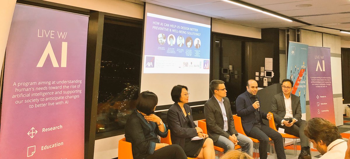 LiveWithAI's tweet image. Let’s get #LWAI panel started! With amazing speakers from @AXA, @Philips, @KroniKare, @Healint 
#ArtifialInteligence #healthcare