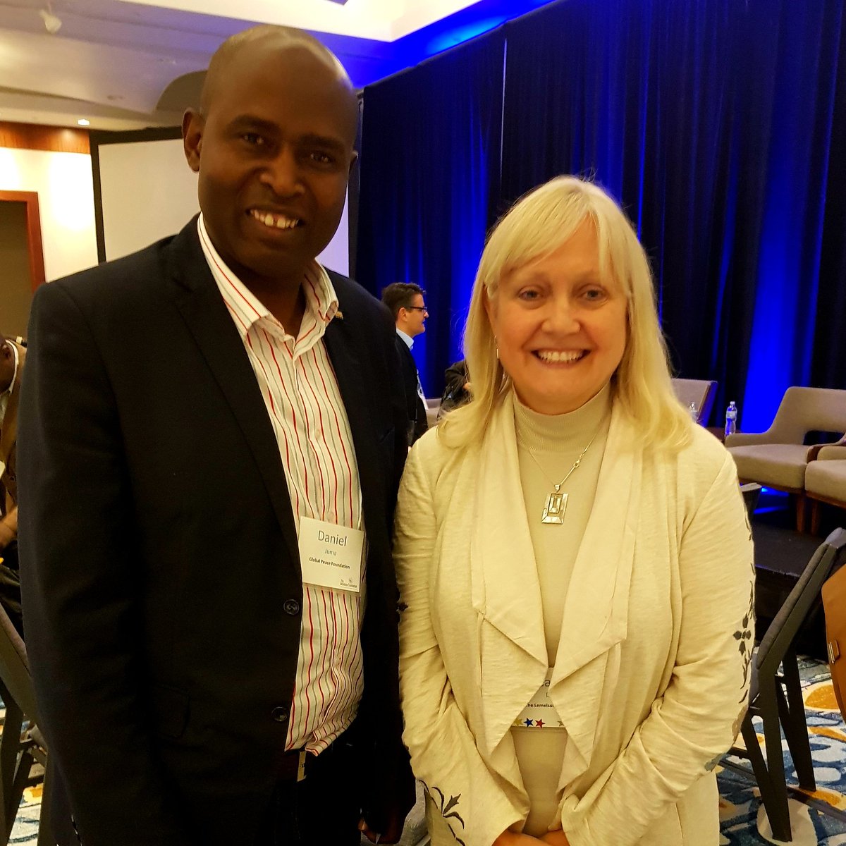 The @GlobalPeace Kenya Country Director @realDanielJuma with the Executive Director of the @Lemelsonfdn Dr. Carol A. Dahl at the #InventionEducation conference held at the Westin Hotel in Alexandria Virginia. #TransformingEducation