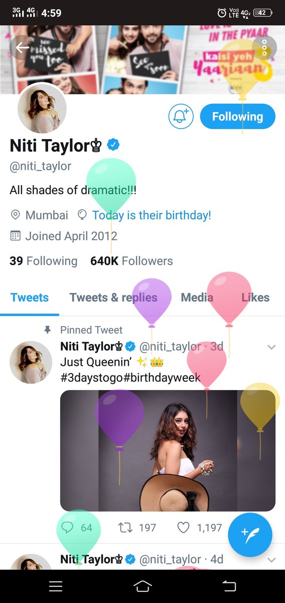 parulkhimani's tweet photo. @niti_taylor wishing you a very happy birthday...  #HBDNiti 🍫🍰🍻🎈🎁🎉🎂 https://t.co/OqwIVDqmq7