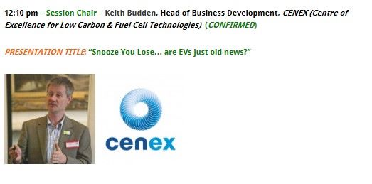 Keith Budden will be speaking at the <a href="/Low_CarbonBrit/">Low Carbon Britain</a> event today at 12:10 - don't miss it!

#EVs