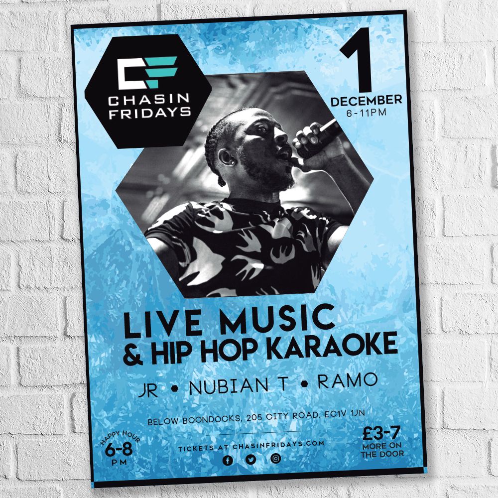 ChasinFridays's tweet photo. We asked you to save the date - tickets are now available for our December event! Come down to @boondocksLDN for great food and drink, amazing live music performances and hip hop karaoke. Get your tix now – limited number of early birds available – https://t.co/zt6KWXARiE https://t.co/LVOrRSK3uP