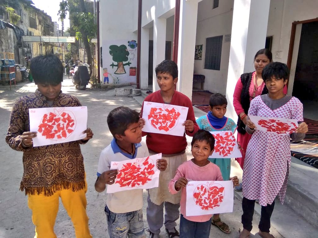 AasraaTrust's tweet photo. Scrap paper #artwork proudly displayed by #specialneeds children. Working with their hands stimulates their sensory functions and keeps all age groups occupied. #ForEveryChild #InclusiveOrganisation #TransformingEducation #abandonedchildren #ChildDevelopment https://t.co/gpeLs6NuvJ