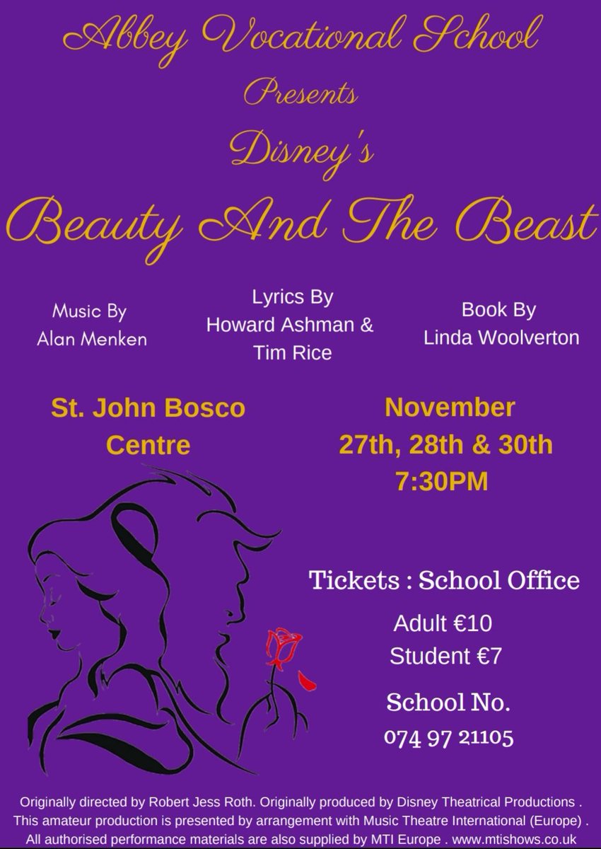 Retweet this post to be in with a chance to win two tickets to the opening night of our production  of 'Beauty and the Beast'. 🎶🎤🎶