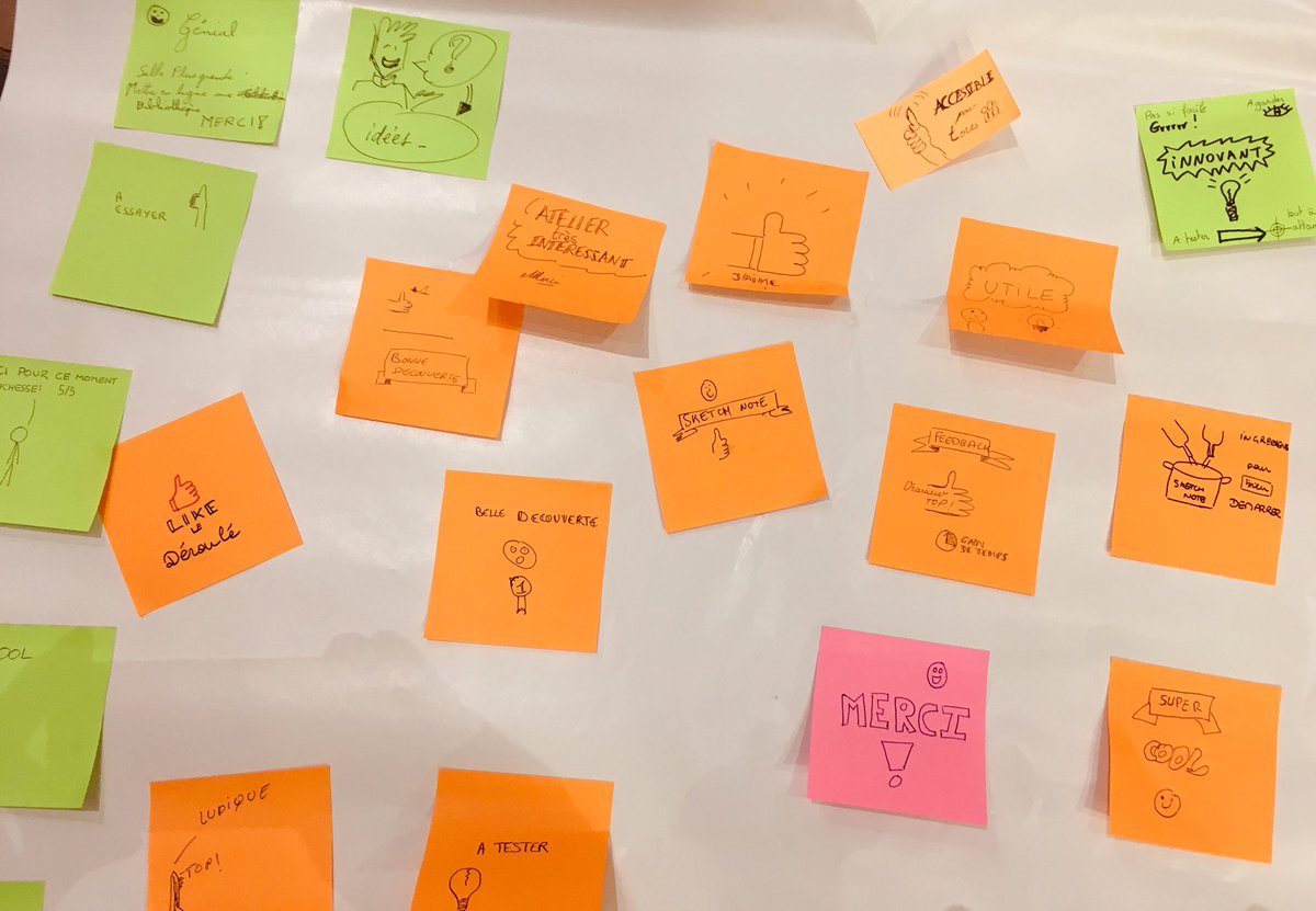 Merci pour tous vos feed-back de notre atelier #Sketchnote de l #AgileTourLille. Ça fait plaisir 🙏.