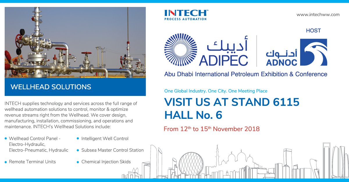 INTECHww's tweet image. The all-round prowess of #teamINTECH&apos;s wellhead solutions will be showcased in #ADIPEC2018. Join us &amp;amp; find out how this beast of a product has helped #oilandgas clients gain total control over their wellhead operations &amp;amp; increased their profitability &amp;amp; how it can help you