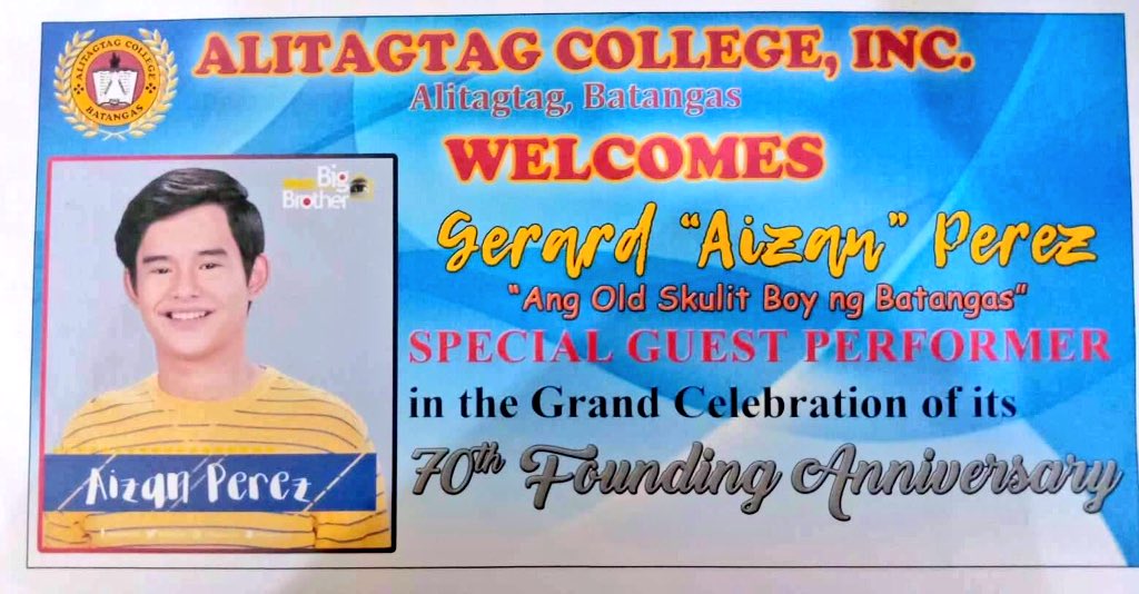 Catch Aizan at Alitagtag College Inc. (Main) on November 16, 2018-7PM. See you there 🎶❤️