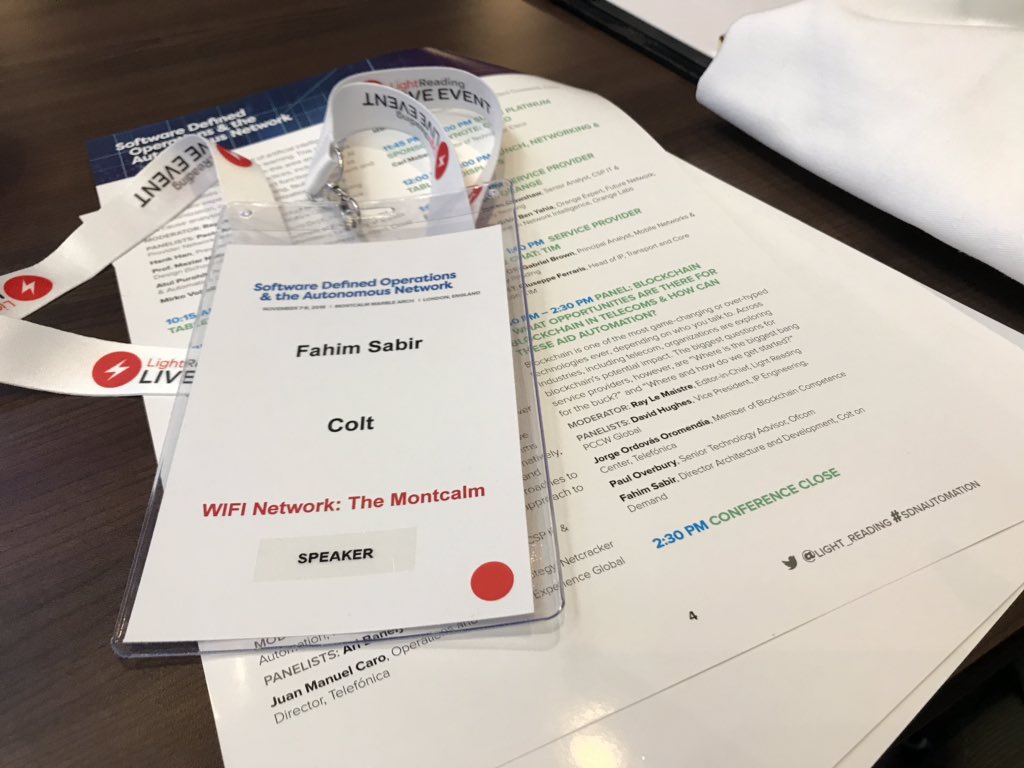 _fahim's tweet photo. Speaking soon at #SDOautomation about #blockchain opportunities in aiding automation in telco. At @Colt_Technology we’ve done some really cool proof of concepts showing some of the possible applications. https://t.co/a8OY22herN