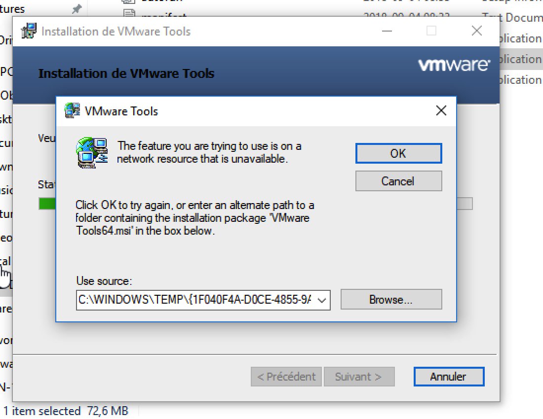 betalogue's tweet photo. Two days ago, I upgraded to @VMwareFusion 11. I followed the recommendation to upgrade #VMTools. The installation failed with the following error messages.
It took a tech rep one hour of fiddling with my #Windows10 virtual machine to finally fix the problem. https://t.co/6MD21yu0ha