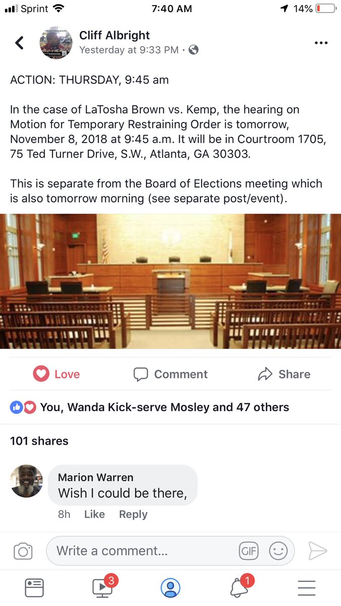 TheWayWithAnoa's tweet image. Good morning! There are two actions happening this morning. At 9:45 there is a hearing in the case of Brown v. Kemp on a motion for TRO. And 10am there is a meeting at the Fulton County Board if Registration and Elections re: provisional ballots #gapol #CantTrustKemp #EveryVote