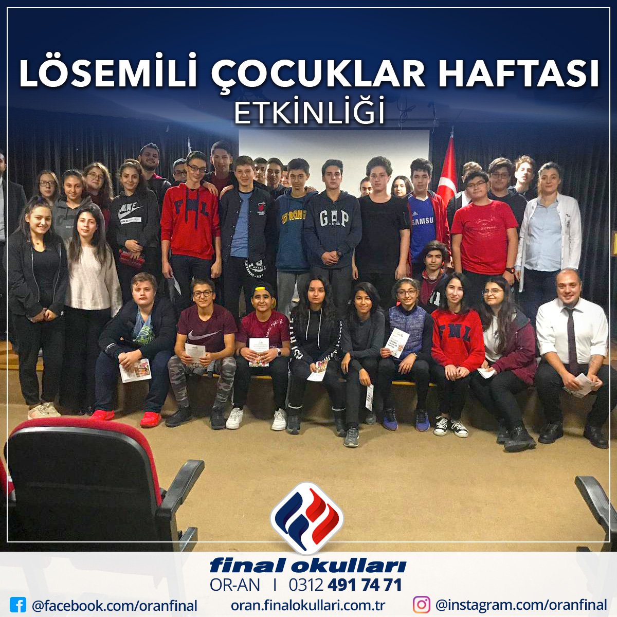 Final Okulları OR-AN Kampüsü Ailesi olarak lösemili çocuklarımızın her daim yanındayız.

#lösemi #lösev #yabancıdil #özelokul #finalokullari #ilkokul #cankaya #kolej #egitim #ogrenci #okul #lise #veli #8kasım
