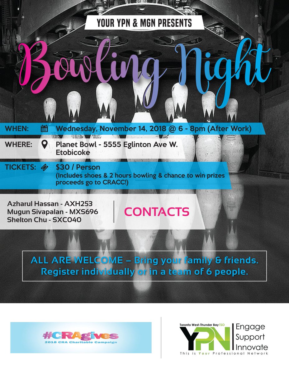 Bowling Night - November 14 @ 6-8 PM. $30/Person for 2 hours of bowling. Chances to win prizes. ALL ARE WELCOME. SIGN UP NOW.
#TWTBYPN #WestIsBest #bowlingnight