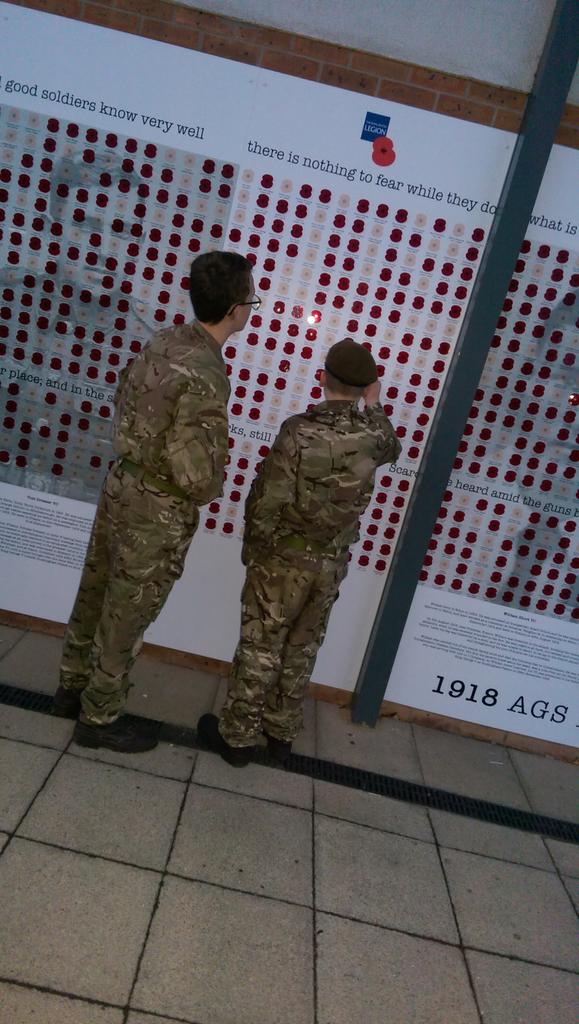 AgsCcf's tweet photo. Cadets placed their poppies on the wall of remembrance tonight. https://t.co/MoTogWVyIF