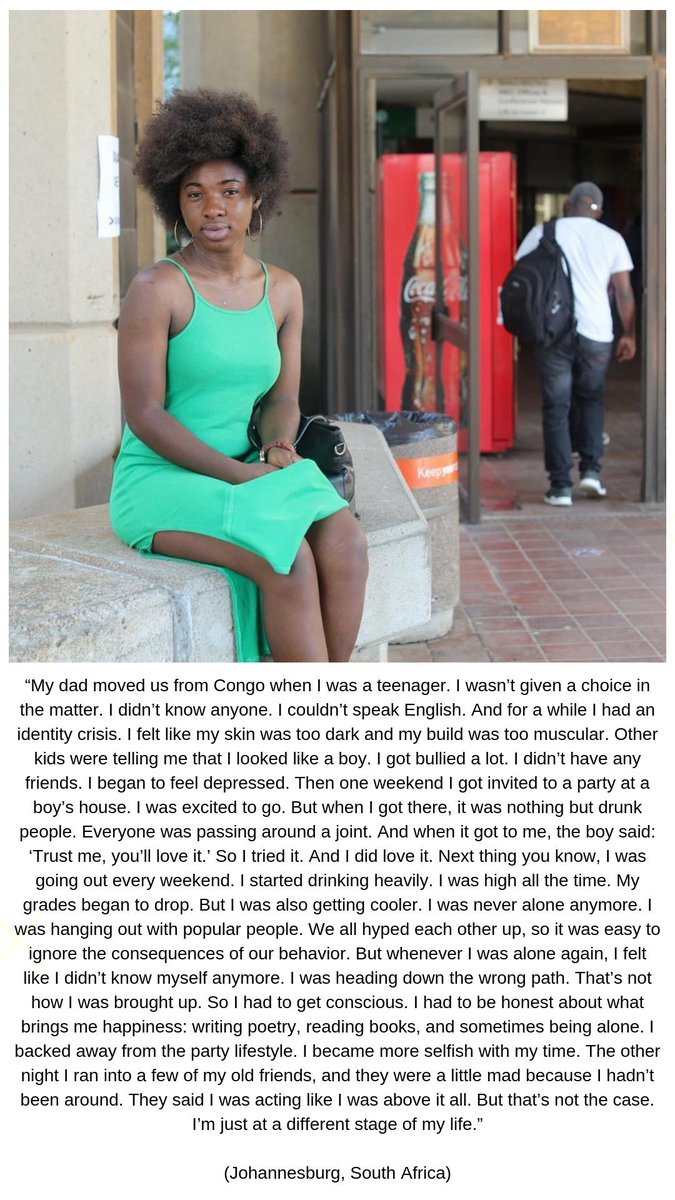 humansofny's tweet image. “My dad moved us from Congo when I was a teenager.  I wasn’t given a choice in the matter.  I didn’t know anyone.  I couldn’t speak English.  And for a while I had an identity crisis.  I felt like my skin was too dark and my build was too muscular.  Other kids were telling me..."