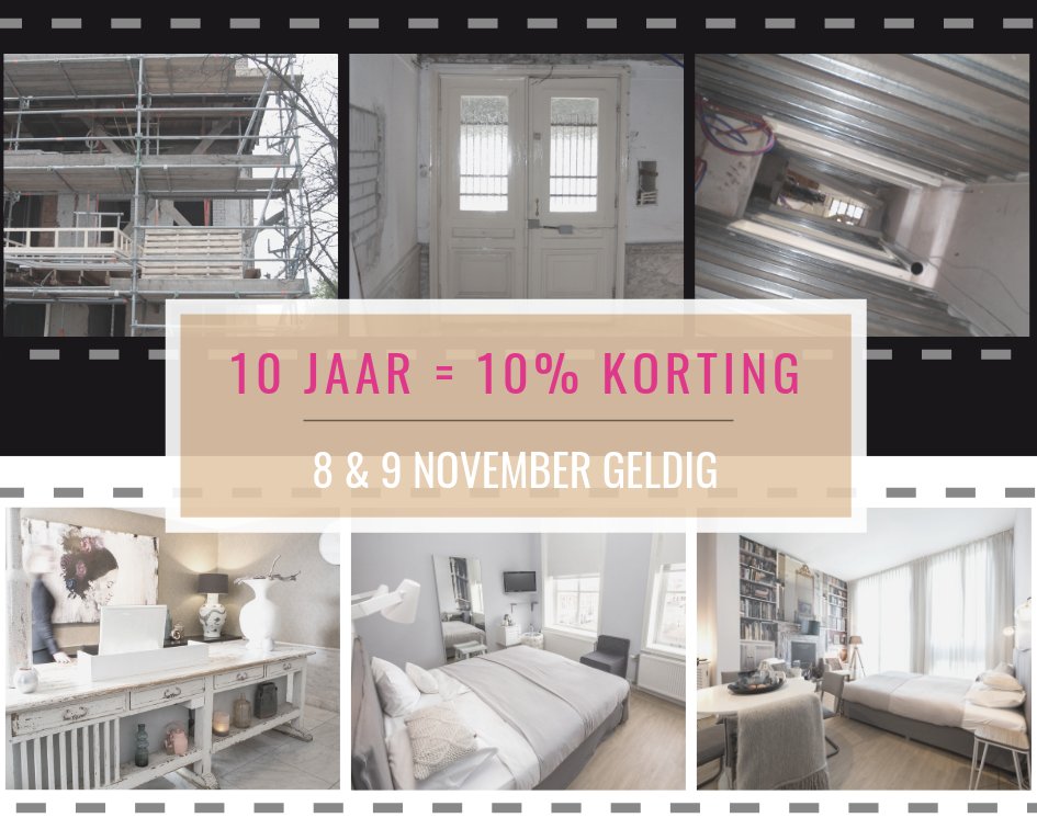 StadsvillaMout's tweet photo. @HotelMozaic bestaat dit weekend 10 JAAR! 🎉 Iedere 10e van de maand delen we een feestelijke actie. We geven je nu alvast een voorproefje: ✨ Vandaag en morgen krijg je 10% extra korting! Wees snel en boek via https://t.co/Wjrdds2O6l #finehotelsandsuites #stadsvillamozaic https://t.co/FfDuxUuMZ5