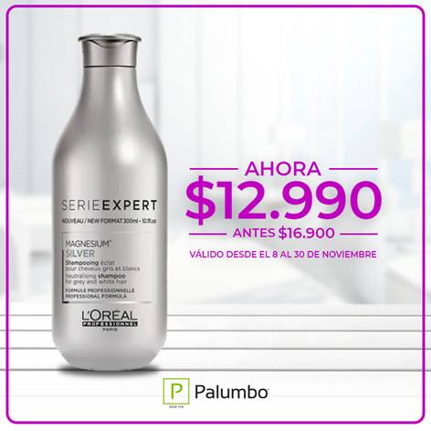 palumbochile's tweet photo. ¡Mantén el color de tu Balayage, dile adiós a los tonos anaranjados y luce tus canas con un blanco lleno de brillo! Aprovecha solo hasta el 30 de noviembre el Shampoo Silver de Loreal a solo $12.990. https://t.co/K5cpsRZdnF