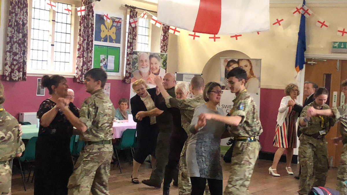 MilPrep's tweet photo. Flying the flag for Wirral metropolitan college of Military Preparation for remembrance WW11 Tea Dance for Veterans and their relatives @WirralMet https://t.co/iQY7ACxUC4