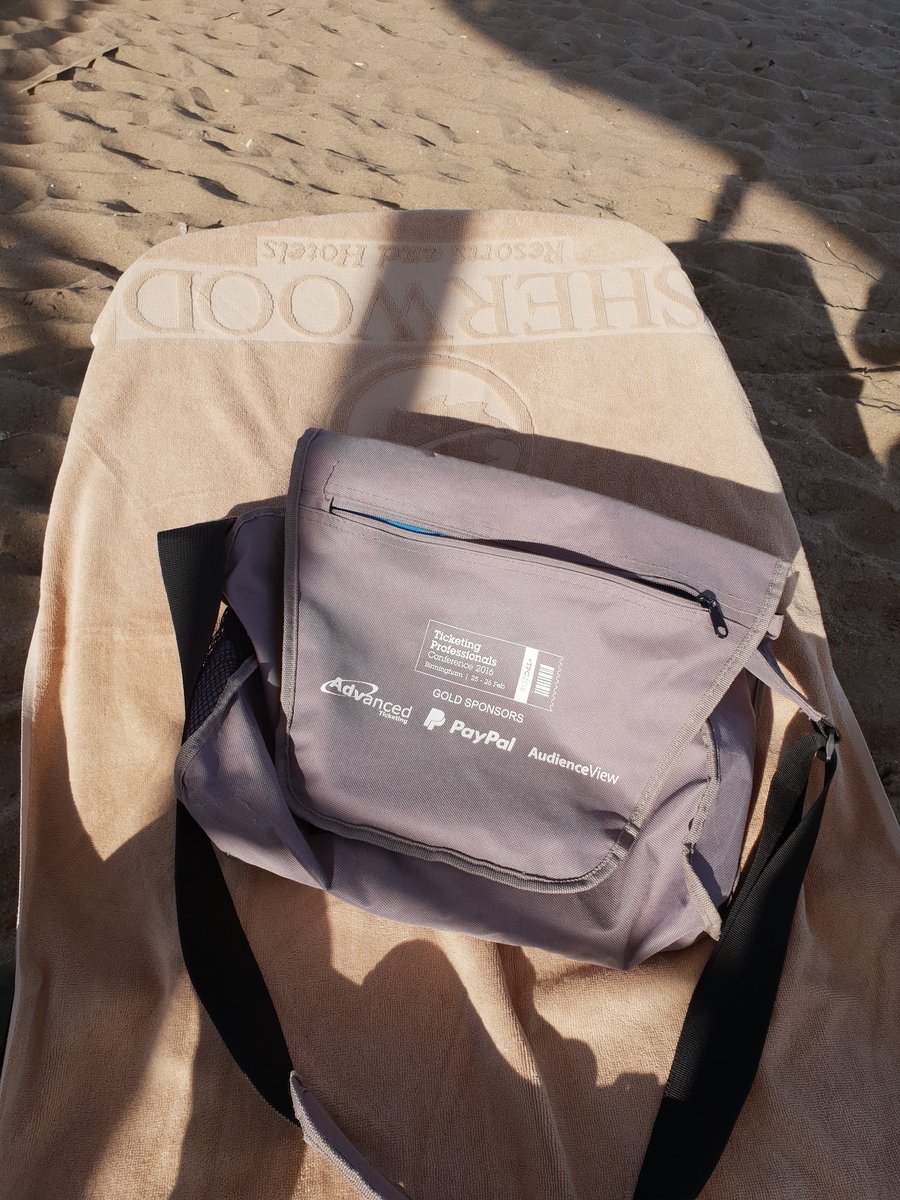 jamiesnelgrove's tweet photo. Turns out the bag from the 2016 Ticketing Professionals Conference is perfect for the beach in Turkey! Thanks :) @ticketingprofs #TPC2016 https://t.co/QTSp8SmaBr