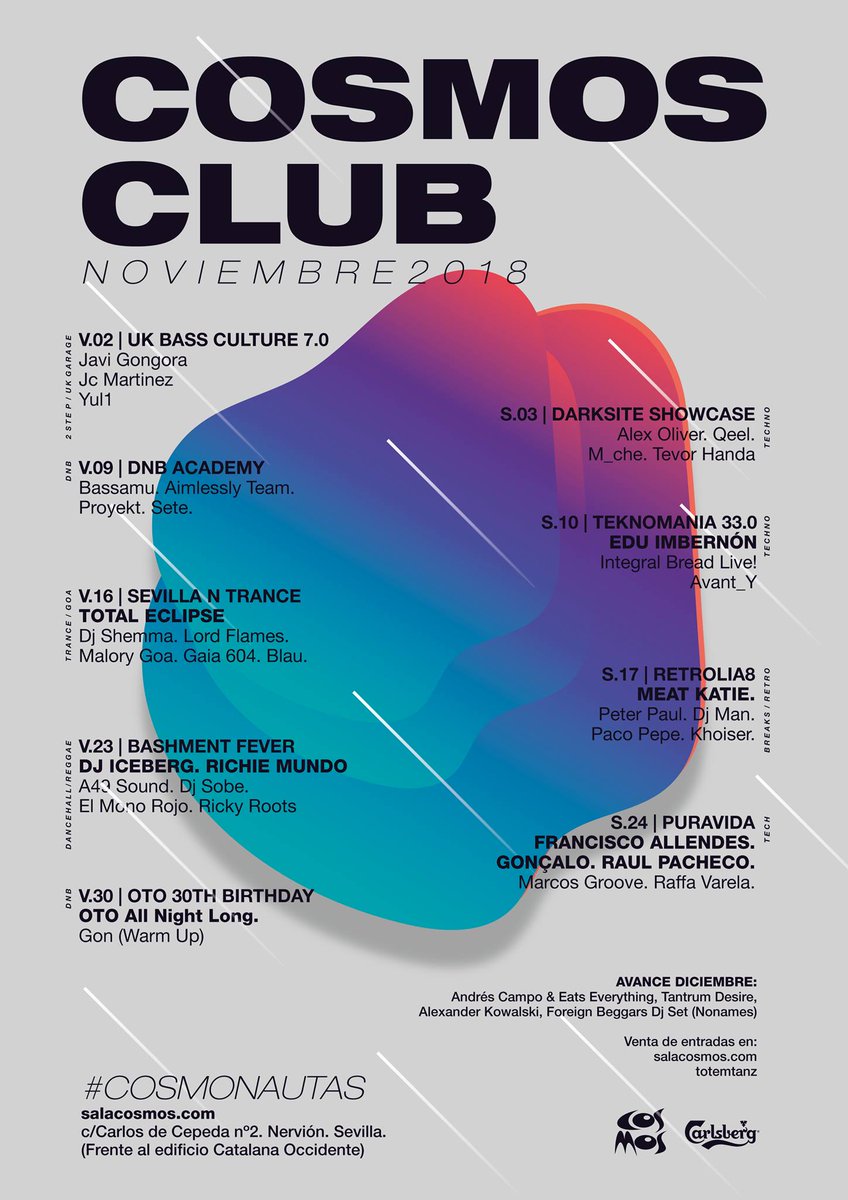 Noviembre '18 <a href="/COSMOS_CLUB/">SALA COSMOS</a> In Music We Trust #inmusicwetrust #salacosmos