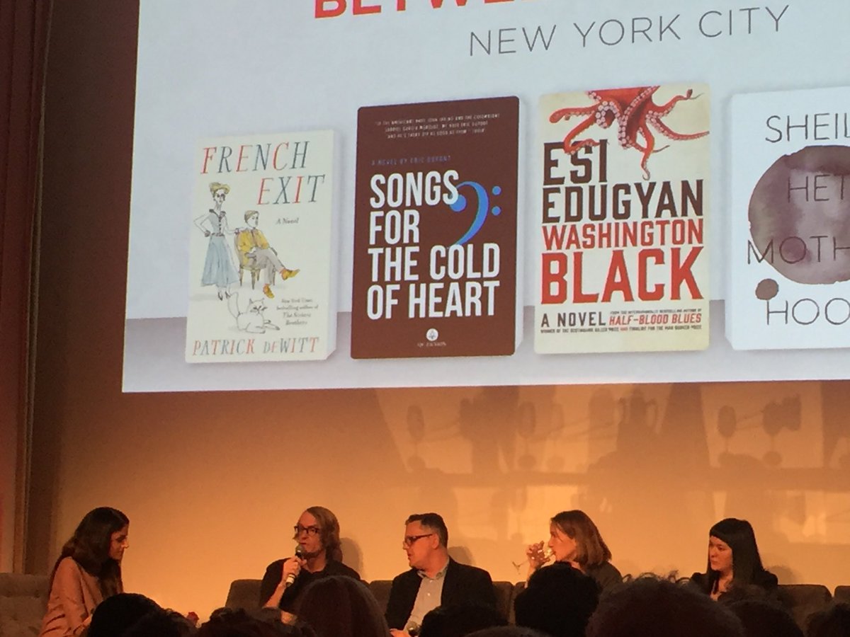 janeciab's tweet photo. Moderator ⁦@parul_sehgal⁩ with 4 ⁦@GillerPrize⁩ finalists #PatrickDeWitt, #EricDupont #SheilaHeti #TheaLim https://t.co/9CRLp52nXK