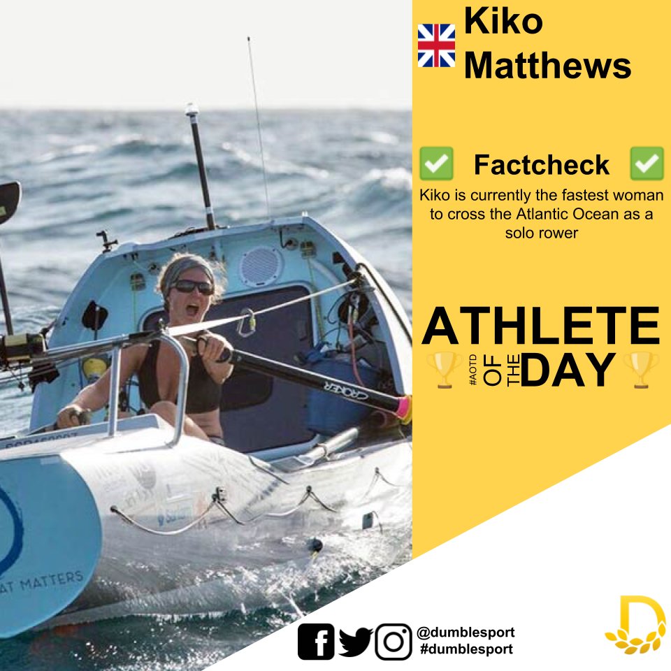 Dumble (@dumblesport) on Twitter photo 🏆Athlete of the day🏆 <a href="/Kikomatthews/">Kiko Matthews</a> 🇬🇧.
#dumblesport #thesportnetwork #active #training #athlete #fit #sport #unitedkingdom #AOTD #dedication #entrepreneur #facts #fun #knowledge #learning #worldrecord #rowing #atlantic #teamgb #solorecord #oceanrowing 🏆Athlete of the day🏆 <a href="/Kikomatthews/">Kiko Matthews</a> 🇬🇧.
#dumblesport #thesportnetwork #active #training #athlete #fit #sport #unitedkingdom #AOTD #dedication #entrepreneur #facts #fun #knowledge #learning #worldrecord #rowing #atlantic #teamgb #solorecord #oceanrowing