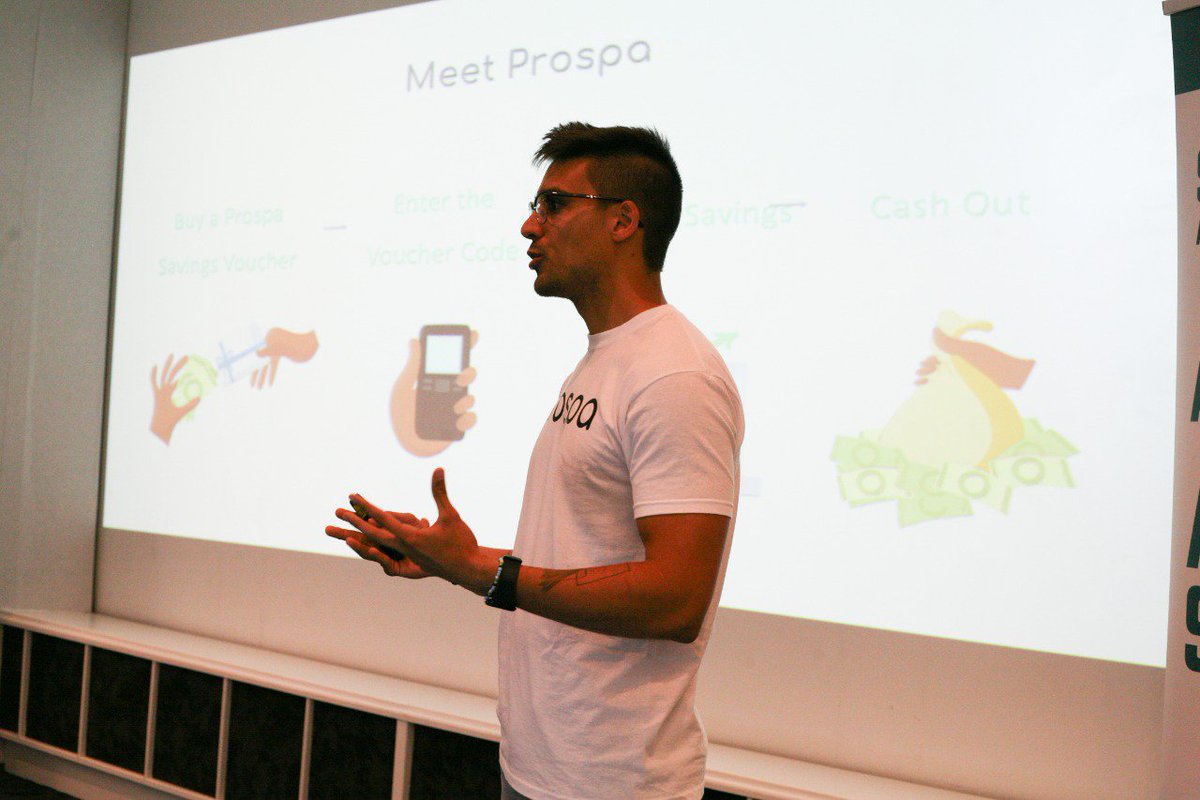 Prospa is a mobile savings wallet that uses a prepaid voucher system allowing people to safely deposit their savings. #sbcDemoDay #SBCAfriTech <a href="/prospaSA/">Prospa</a> #AnyoneCanProspa #FinancialInclusion #fintech #innovation #disruption