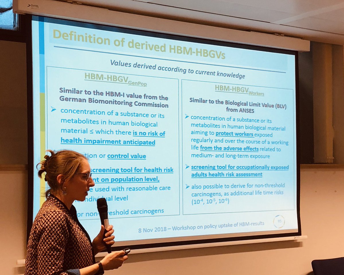 HBM4EU's tweet photo. Eva Ougier tells us about the HBM Health Based Guidance Values (HBGV) for phthalates (single and mixtures) and bisphenols @Anses_fr #bisphenols #phthalates #HBM4EU https://t.co/Gz1dc3eoxq