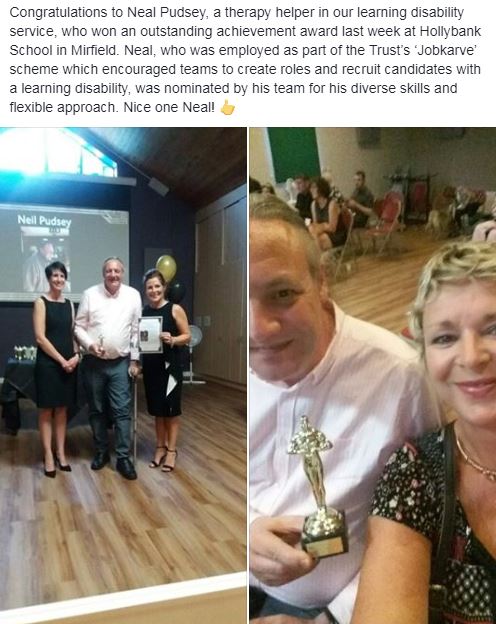 allofusinmind's tweet image. It's #LDWorkWeek this week which celebrates what great employees people with a learning disability can make. Back in July our therapy helper Neal won an award for his skills and contributions. 👍🏻 @mencap_charity