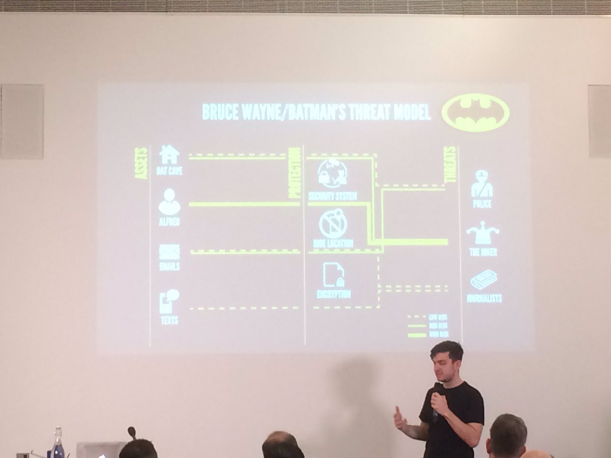 Stephanie29_J's tweet photo. A great talk from former hacktivist Cal Leeming, now working alongside businesses and the law. No one is safe... Even Batman. Think security. #bcss18 #cybersecurity https://t.co/5UyDe5VMvr