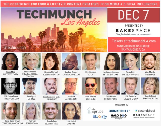 TECHmunchConf's tweet photo. Don't Miss This Opportunity to Join the Conversation — #TECHmunch #LA is Dec 7th — 
Video, Instagram, Pinterest &amp; Monetization Strategies
For Food/Lifestyle Content Creators https://t.co/0fURmCBY1k https://t.co/UsFsLrCxQI