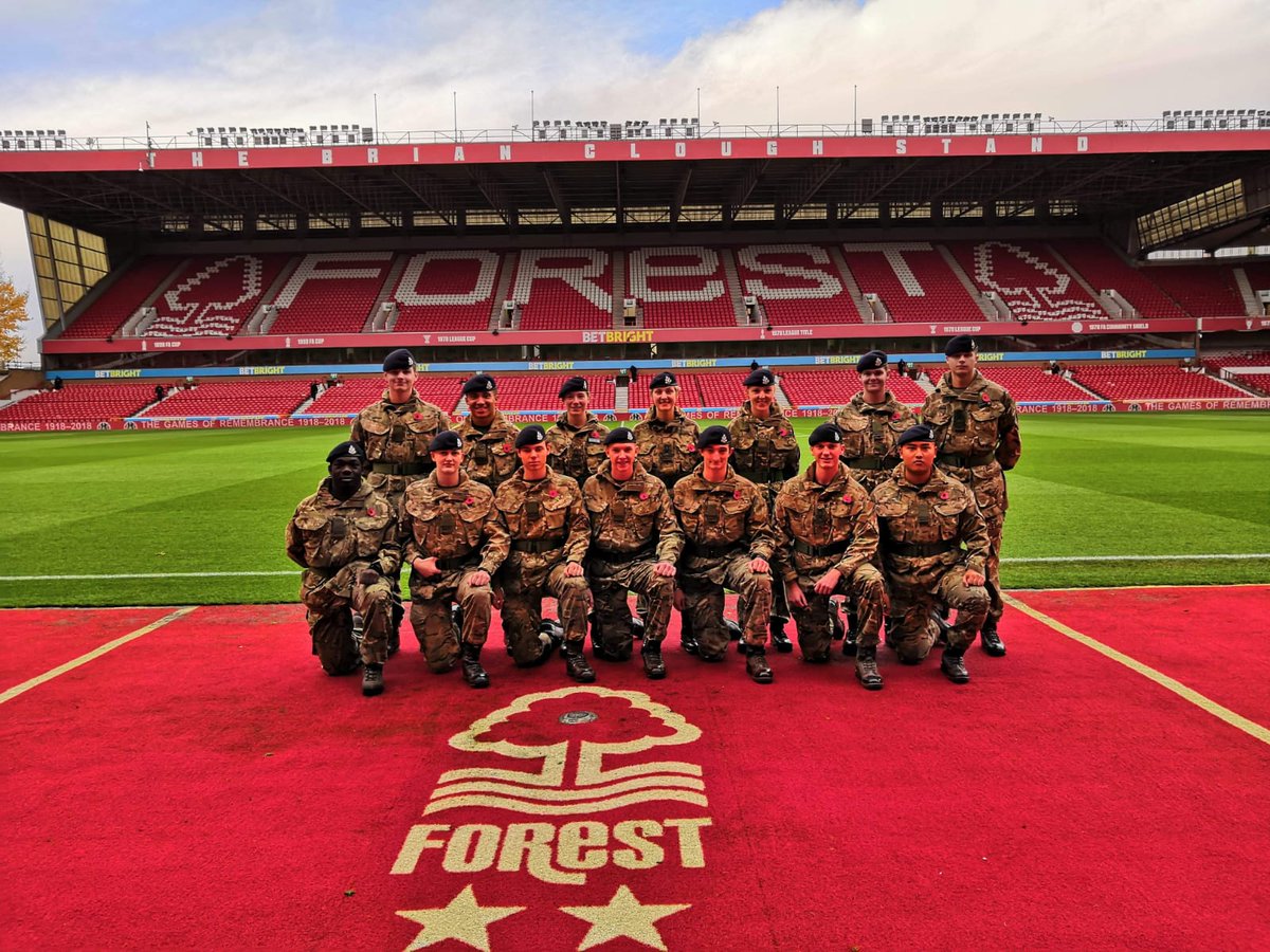 What a fine bunch of ushers at today's <a href="/GofR2018/">Games of Remembrance 2018</a> at <a href="/NFFC/">Nottingham Forest</a>.

An honour for them but quite the credit to <a href="/EMUOTC_Social/">East Midlands UOTC</a>, <a href="/RMASandhurst/">Royal Military Academy Sandhurst</a> and <a href="/BritishArmy/">British Army 🇬🇧</a>.

Well done team.

#EMUOTC 
<a href="/east_mids_rfca/">East Midlands Reserve Forces & Cadets Association</a> 
<a href="/7thRats/">The Desert Rats - 7th Light Mechanised Brigade</a> 
#thisisbelonging 
#astudentlifelessordinary 
#LestWeForget 
#ww1centenary