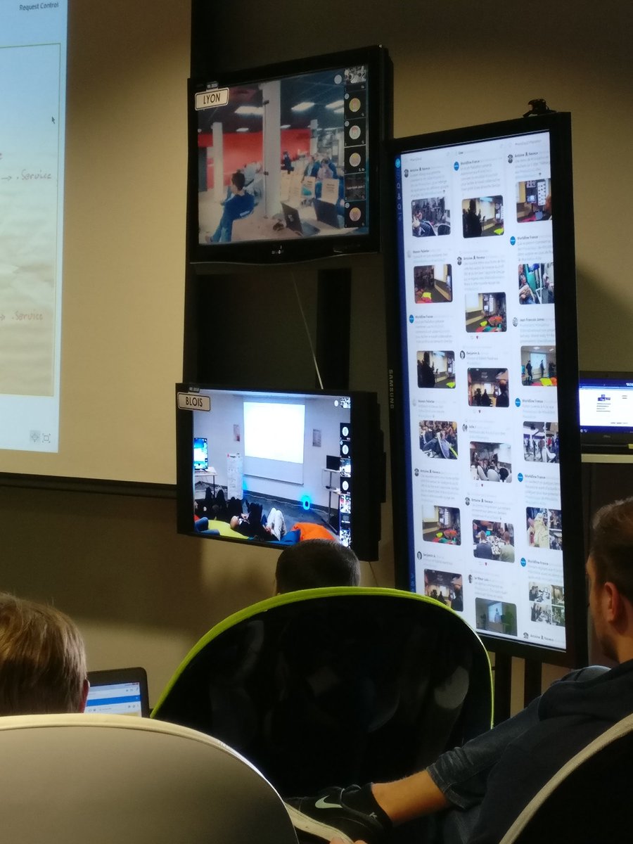 Julie_Jouault's tweet photo. Restitution connectée des #HackyDays2 avec les collègues de @WorldlineFrance #Lyon et #Blois ! https://t.co/tFL7h7VceD